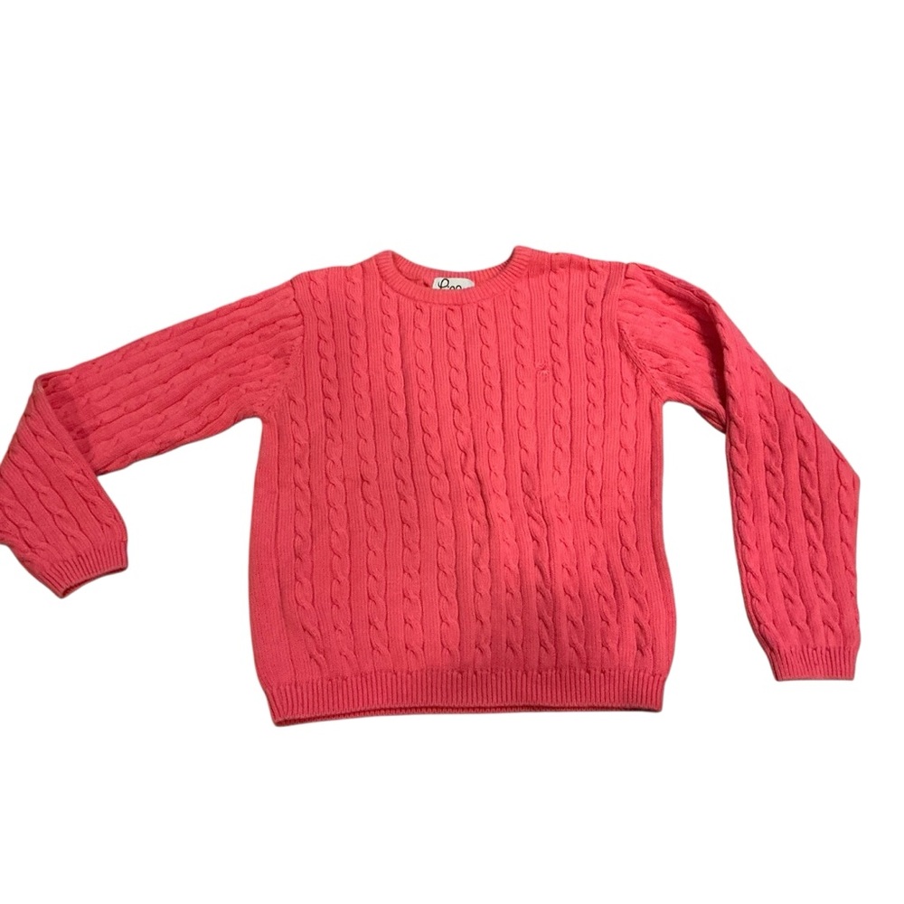 Lilly Pulitzer pink cable knit crewneck sweater girls size 12